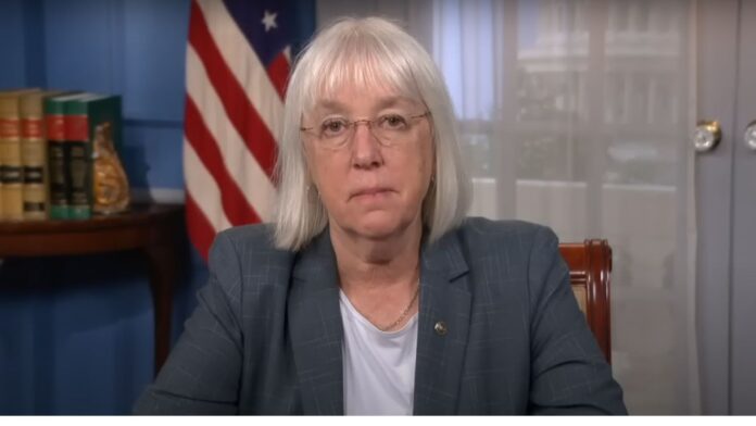 Foto: Senadora Patty Murray durante una conferencia de prensa virtual el jueves 1 de mayo del 2025 – Patty Murray