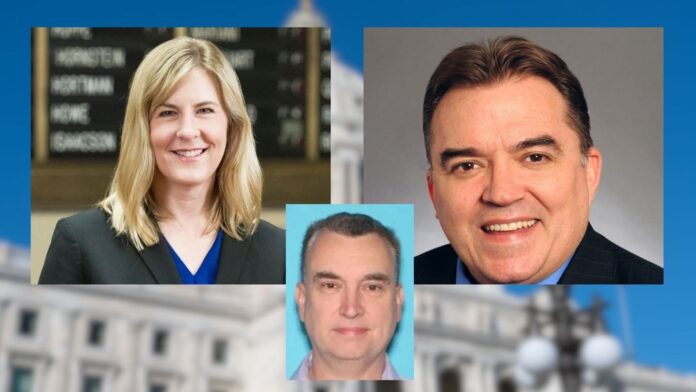 22 GENERAL -3 Retratos de Melissa Hortman, John Hoffman y Vance Boelter. Hortman y Hoffman fueron atacados en sus hogares en Minnesota; Boelter es el principal sospechoso y está siendo buscado por las autoridades.