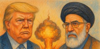 Estados Unidos ataca tres instalaciones nucleares en Irán, confirma Trump Ilustración digital que muestra a Donald Trump y al líder supremo de Irán, Ali Khamenei, a los lados de una explosión, con una imagen satelital del sitio nuclear de Fordow en el fondo. Representa visualmente el conflicto tras los ataques confirmados por Trump.