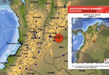 Fuerte temblor de magnitud 6.5 sacude a Colombia este 8 de junio Mapa del epicentro del temblor en Colombia del 8 de junio de 2025, generado por el Servicio Geológico Colombiano.
