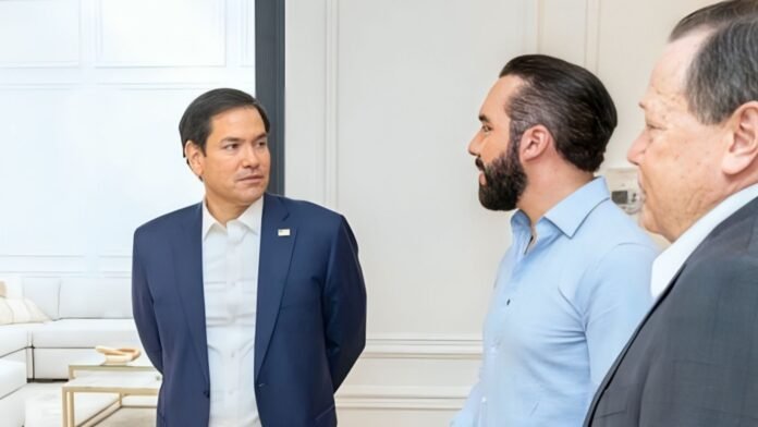 Foto: Marco Rubio junto a Bukele dura una visita al EL Salvador, el 3 de febrero del 2025 – Enbajada de Estados Unidos en El Salvador