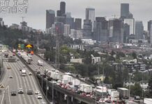Sin sorpresas: las obras en la autopista 5 están empeorando los embotellamientos Foto: Autopista Interestatal 5 dirección sur – Cortesía de WSDOT