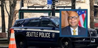Seattle organiza foros comunitarios sobre seguridad pública Jefe de policía de Seattle, Shon Barnes y una patrulla del SPD