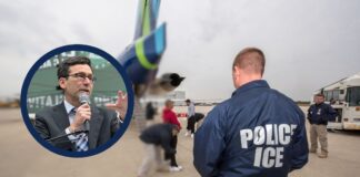 Ferguson niega indulto a inmigrante en riesgo de deportación a Sudán del Sur Montaje con imagen de un vuelo de deportación y retrato del gobernador Bob Ferguson, relacionado con indulto negado a inmigrante en riesgo de ser enviado a Sudán del Sur