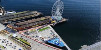 Seattle anuncia inauguración del nuevo Muelle 58 como parte de ‘Waterfront Park’ Foto: Vista aérea del muelle 58 - Cortesía de Waterfront Seattle