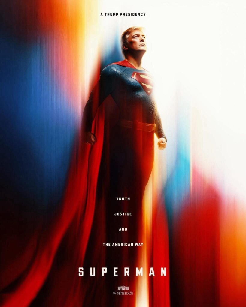 Imagen publicada por la Casa Blanca donde Donald Trump aparece caracterizado como Superman
