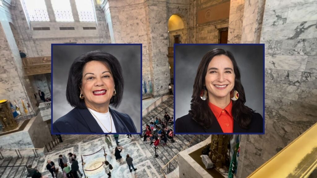 La representante del estado de Washington Lilian Ortiz-Self y la senadora del estado de Washington Rebecca Saldaña.