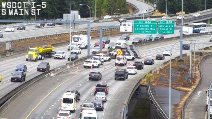 Foto: Imagen aérea del área afectado por el accidente de tránsito - Cortesía del WSDOT