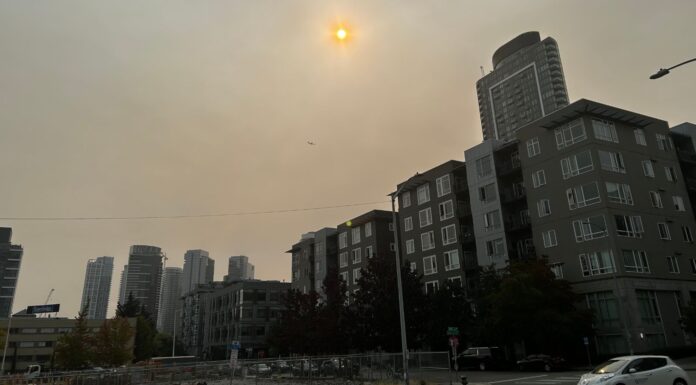 Humo de incendios forestales: Principal amenaza de contaminación para el embarazo Foto: Vista del humo que afecta al área del Puget Sound - Cortesía de Stephanía Florido