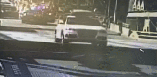 Conductor de auto robado salta un puente elevado y logra escapar de la policía en Seattle Foto: Captura de pantalla del video publicado por las autoridades donde se observa el momento donde el vehículo salta el puente Universitario de Seattle - Cortesía del SPD