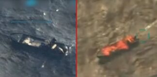 Pescador colombiano muerto en ataque de EE.UU. desata una crisis diplomática Foto: Embarcación antes y después del ataque - Cortesía de Donal Trump