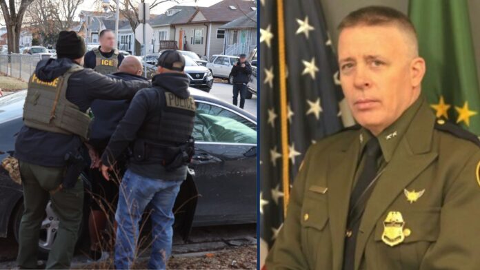 Foto: A la izquierda agentes del Servicio de Inmigración y Control de Aduanas durante un arresto en una operación en Chicago el 26 de enero de 2025 y a la derecha el funcionario de la patrulla fronteriza Gregory K. Bovino - Cortesía de ICE y la Oficina de Aduanas y Protección Fronteriza Foto: A la izquierda agentes del Servicio de Inmigración y Control de Aduanas durante un arresto en una operación en Chicago el 26 de enero de 2025 y a la derecha el funcionario de la patrulla fronteriza Gregory K. Bovino - Cortesía de ICE y la Oficina de Aduanas y Protección Fronteriza