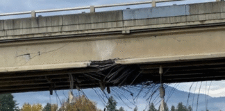 Inician demolición del paso elevado dañado en la I-90 cerca de Cle Elum Foto: Estado del paso elevado luego del accidente - Cortesía del gobernador del estado de Washington