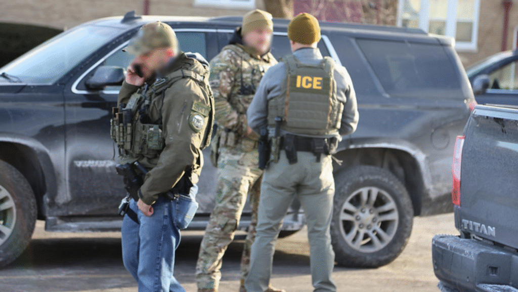 Agentes del Servicio de Inmigración y Control de Aduanas realizando un operativo de detenciones - Foto: ICE