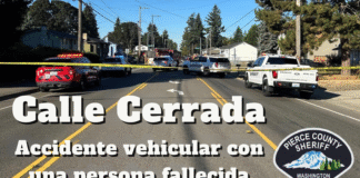 Persona inocente muere en Parkland tras persecución policial que terminó en choque Foto: Área que fue cerrada por el suceso i - Cortesía de la oficina dle sheriff del condado de Pierce