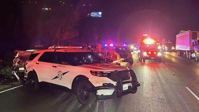 Foto: Estado de la patrulla luego del choque - Cortesía de la WSP