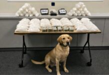 Operativo en Burien desmantela red de narcotráfico ligada al Cártel de Sinaloa Foto: Droga incautada en el operativo Eastbound and Down y el K9 Quinn - Cortesía del Departamento de Policía de Burien