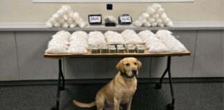 Operativo en Burien desmantela red de narcotráfico ligada al Cártel de Sinaloa Foto: Droga incautada en el operativo Eastbound and Down y el K9 Quinn - Cortesía del Departamento de Policía de Burien