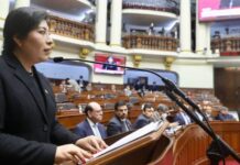 Perú rompe relaciones con México tras dar asilo a ex primera ministra de Pedro Castillo Foto: Betssy Chávez durante una sesión del congreso peruano - Cortesía del congreso de Perú