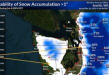 Posibilidad de nieve en Washington: montañas con acumulación y riesgo de hielo en zonas bajas