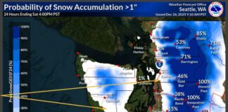 Posibilidad de nieve en Washington: montañas con acumulación y riesgo de hielo en zonas bajas