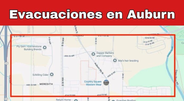 Auburn aclara evacuación inmediata pese a la ausencia de lluvia en algunas zonas