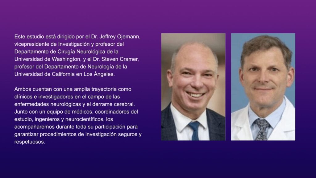 Dr. Jeffrey Ojemann y Dr. Steven Cramer, investigadores principales de un estudio clínico de UW Medicine sobre estimulación cerebral para recuperación motora tras un derrame cerebral. Material propiedad de UW Medicine.