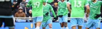 Foto: Miembros de Sounders FC celebrado un gol ante el Minnesota United FC - Cortesía de Jane Gershovich / Sounders FC Communications.