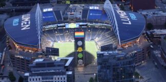 Seattle suma el orgullo gay a la fiesta del fútbol, irritando a las delegaciones de Irán y Egipto Foto: Vista aérea del estadio Lumen Field en Seattle ©Latino Herald
