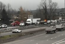 WSP arrestó a chofer de camión tras accidente fatal en Auburn Foto: Área donde ocurrió el accidente múltiple - Cortesía de WSDOT