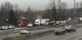 WSP arrestó a chofer de camión tras accidente fatal en Auburn Foto: Área donde ocurrió el accidente múltiple - Cortesía de WSDOT