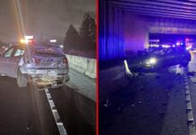 Accidente por presunto DUI en la I-5 dejó a una mujer en estado crítico y a una niña herida Foto: Así quedaron los vehículos involucrados en la colisión. El conductor del Mercedes se encuentra bajo investigación por presunto DUI- Cortesía de WSP