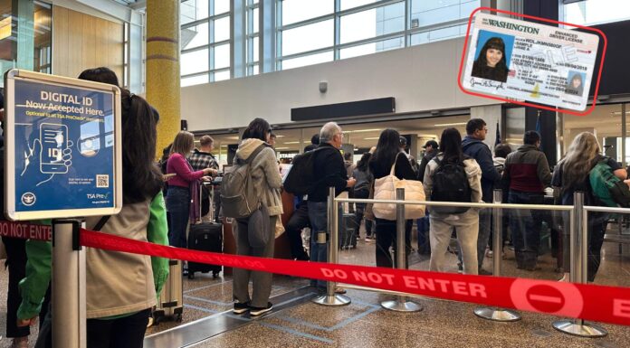 ¿Qué debes saber sobre el nuevo cobro de $45 por no tener un REAL ID? Empleados en el aeropuerto SeaTac - Latino Herald