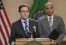“Ahora están matando a estadounidenses simplemente por grabar», advierte Ferguson El gobernador de Washington, Bob Ferguson junto al Fiscal General del estado, Nick Brown, hablan sobre los planes de WA para combatir a ICE - Captura de pantalla de la conferencia de prensa 1-26-26