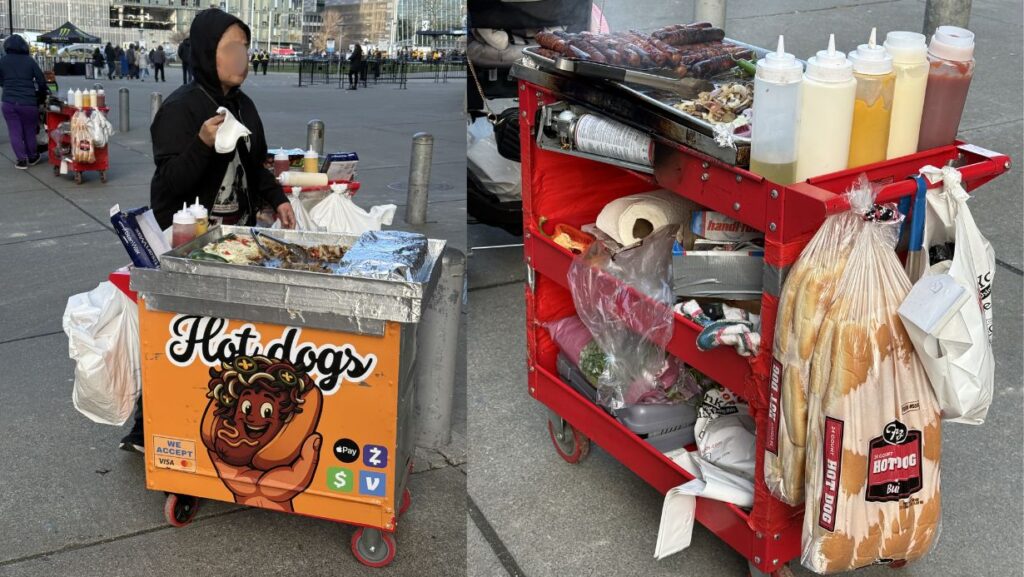 Imagen de carritos de perros calientes.