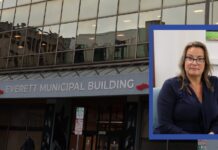 No más cámaras LPR en Everett y medidas para responder a operativos federales migratorios Fachada del Edificio Municipal de Everett & alcaldesa Cassie Franklin (2/2026)