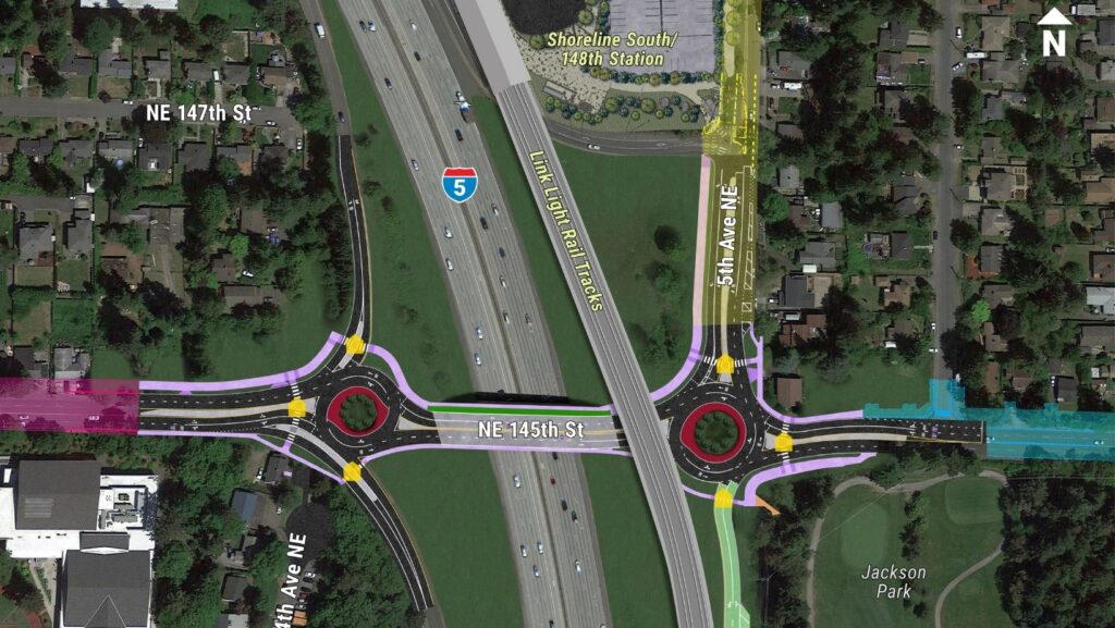 Imagen conceptual de las glorietas ya finalizadas - Cortesía de la ciudad de Shoreline.