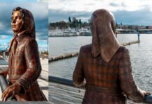 Nueva escultura en el puerto de Everett honra la historia del muelle Foto: Nueva escultura colocada el puerto entre los antiguos muelles 1 y 2 - Cortesía del puerto de Everett