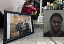 Hombre que mató a mujer embarazada en Seattle absuelto por demencia Un retrato con flores conmemora a Eina Kwon (centro) junto a su esposo Sung Kwon (derecha) en Seattle, el viernes 16 de junio de 2023. En recuadro, la imagen policial del hombre que fue posteriormente declarado no culpable del homicidio. (AP Photo/Manuel Valdes) Foto de ficha policial: Cook County.