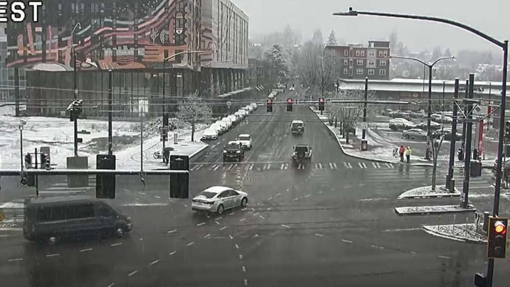 Nieve en varios sectores del área metropolitana de Seattle — Foto: Seattle Department of Transportation