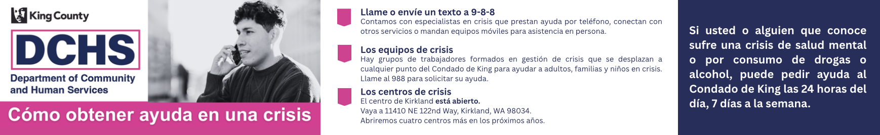 Campaña informativa sobre la Línea 988 de prevención del suicidio y crisis