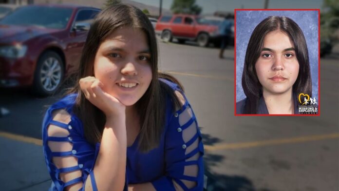 De izquierda a derecha, Esmeralda “Kit” Mora a los 16 años; “Kit” y la segunda imagen es una proyección de su edad hasta los 20 años — Foto: NCMEC