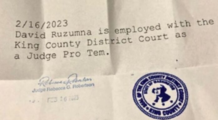 Juez es removido por falsificar documento para pagar menos por estacionamiento en WA Fotografía de un documento presuntamente falsificado que David Ruzumna utilizó para obtener acceso a un estacionamiento con descuento para empleados del condado de King — Imagen: Tribunal Supremo de Washington