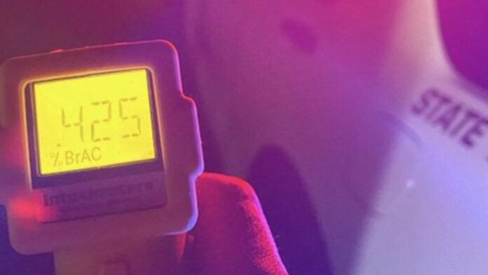 Nivel de alcohol registrado por el conductor detenido cerca del río Wenatchee — Imagen: WSP