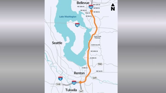 Proyecto de ampliación y carriles de peaje exprés de la I-405/Renton a Bellevue — Foto: Latino Herald ™
