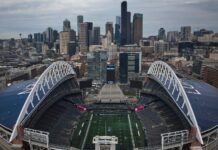 Seattle se prepara para recibir seis partidos del Mundial FIFA 2026 El Lumen Field —que durante el Mundial será denominado “Seattle Stadium”— y la zona centro de Seattle se observan en enero de 2026. (Foto AP/Lindsey Wasson, Archivo)