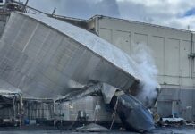 Implosión en fábrica de papel de WA deja nueve desaparecidos y pocas esperanzas de rescate Estado del tanque que implosionó en una plata de papel en Washington — Imagen: Departamento de Bomberos de Longview