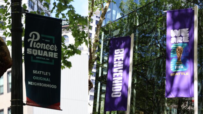 Pioneer Square FIFA cup banners