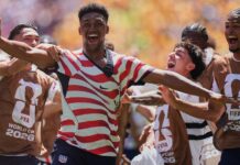 Sin Pulisic, EEUU somete 2-0 a Australia y visa boleto a los dieciseisavos de final del Mundial Alex Freeman (16) celebra tras anotar el segundo gol de Estados Unidos durante el partido contra Australia en el Grupo D del Mundial, el viernes 19 de junio de 2026, en Seattle. (AP Foto/Manu Fernández)