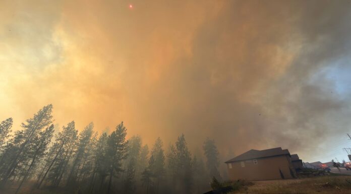 Incendio forestal en Spokane obliga a evacuar y destruye viviendas Una densa columna de humo se eleva del incendio Upriver, que arde al noreste de Spokane, Washington. — Foto: Robert Gray / Spokane Fire District 9 vía AP